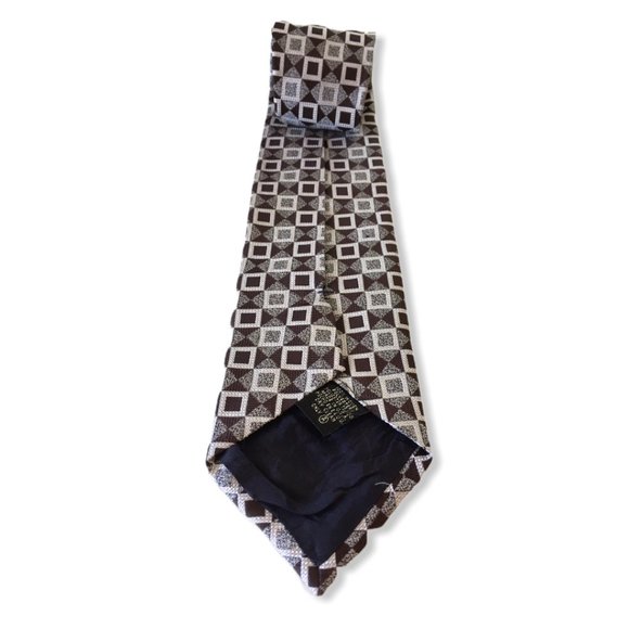 Mens Neck tie 100% Polyester brown cream - Picture 2 of 3
